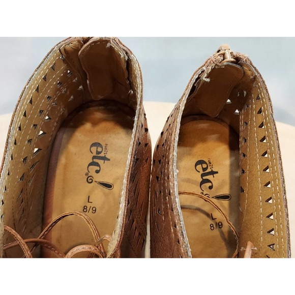 ETC by Rue 21 Peep Toe Tan Faux Leather Block Heel Womens Size 8/9 - Picture 8 of 11